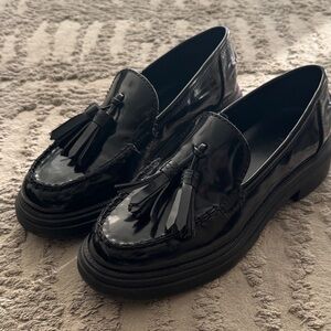Zara Black Tassel Loafers for Women